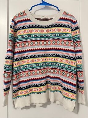 GAP Colourful Knit Horizontal Stripe Fair Isle Sweater Size Medium 100% cotton